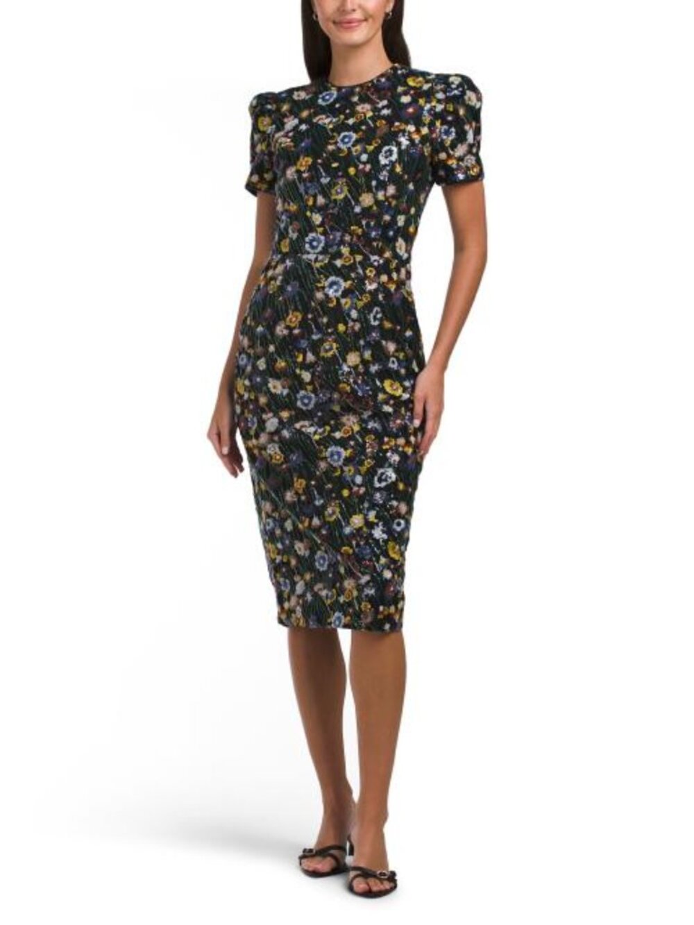 HELSI Short Sleeve Embellished Midi Dress